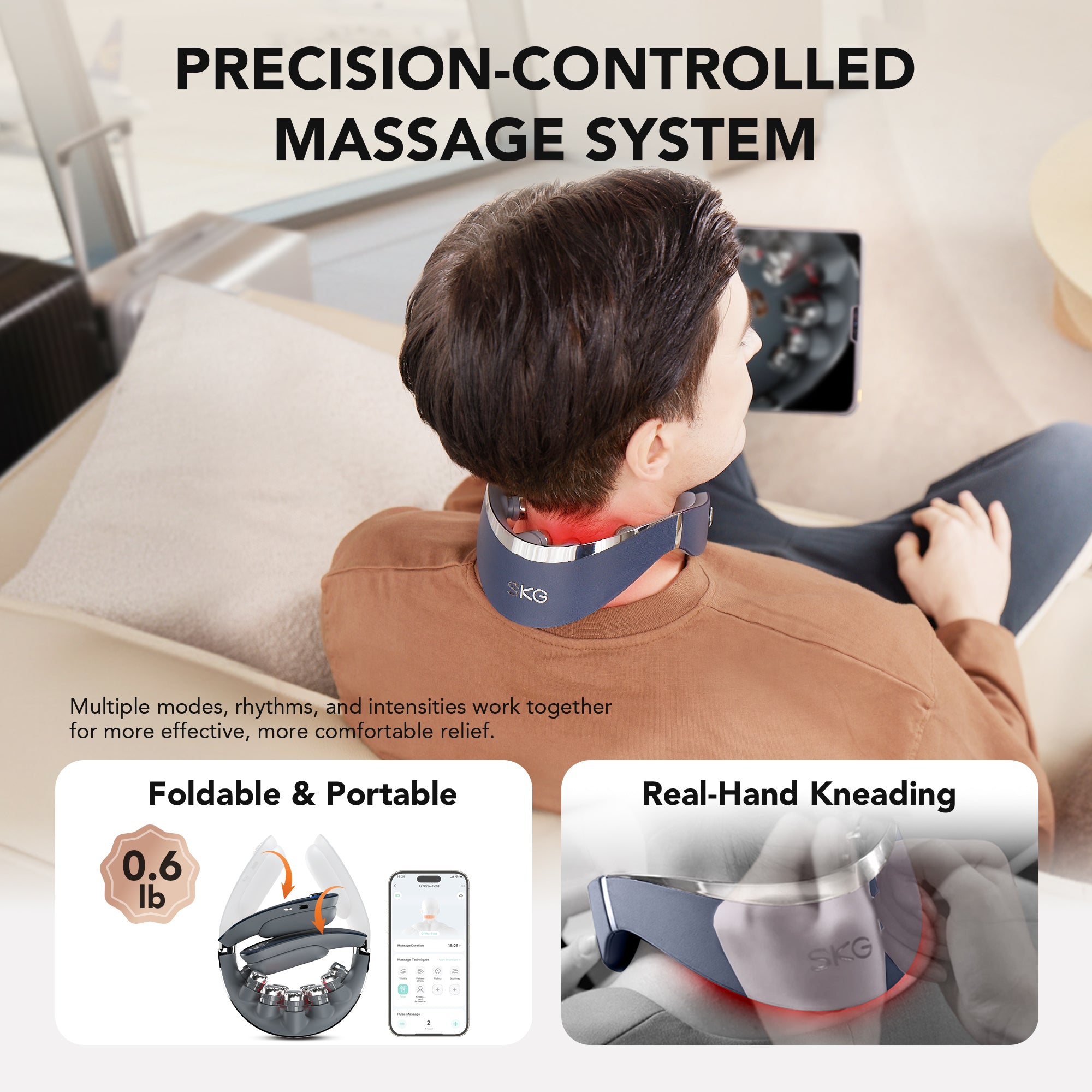 SKG G7 PRO-FOLD Foldable Neck Massager with Gentle Warm Function