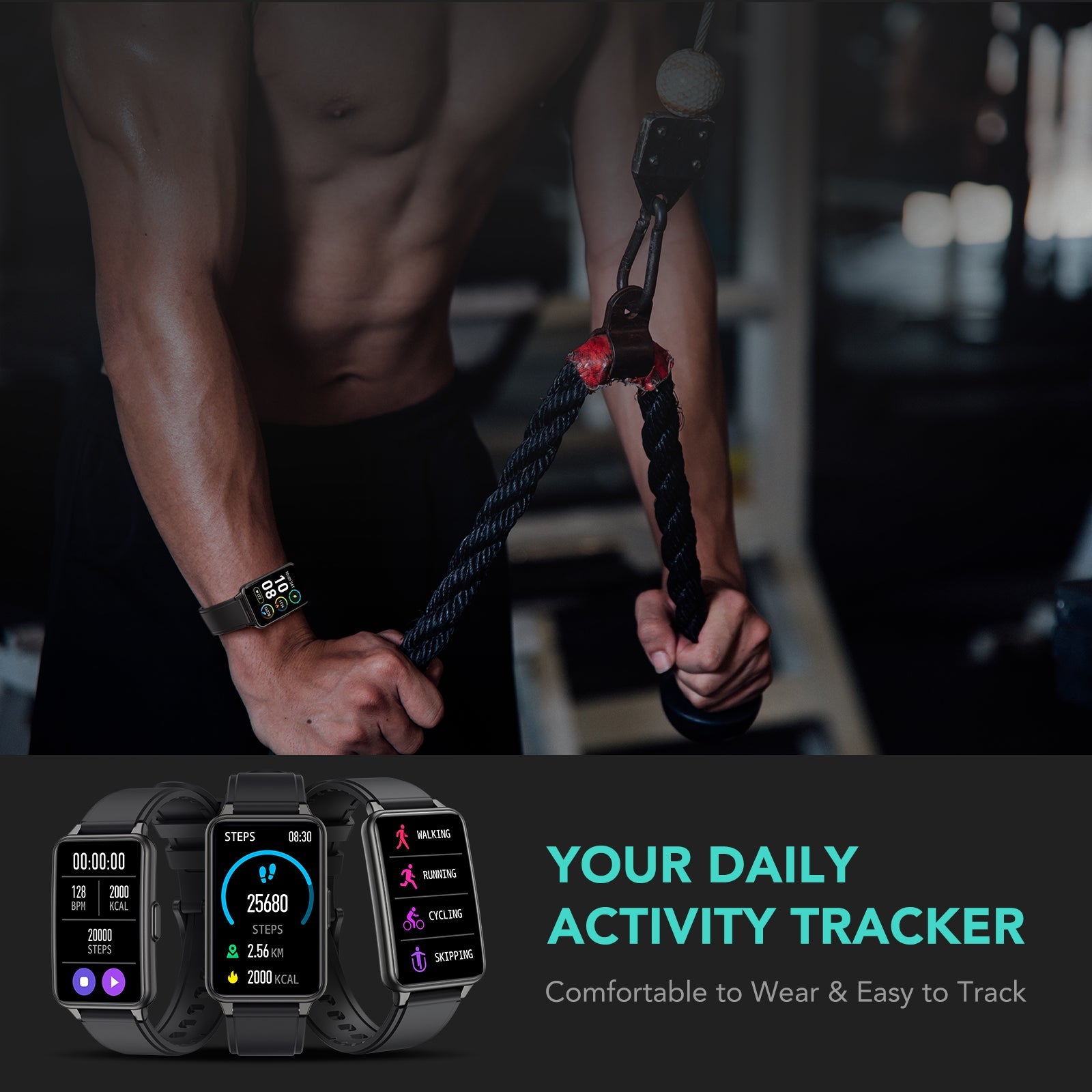 SKG V3 Activity Fitness Tracker for Men Women with 24/7 Heat Rate - SKG