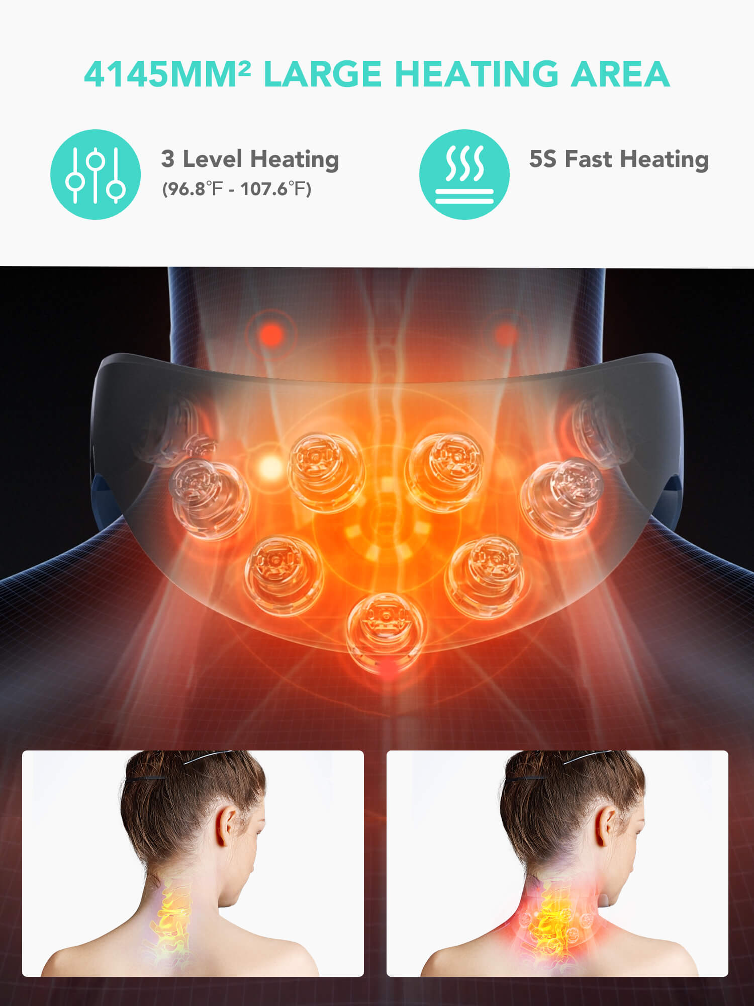 SKG G7 Pro Max 9D Neck and Shoulder Massager with TENS EMS Dual Pulse, Red Light Heat Therapy, APP Control – Wireless Portable Neck Pain Relief Device for Office, Travel & Home