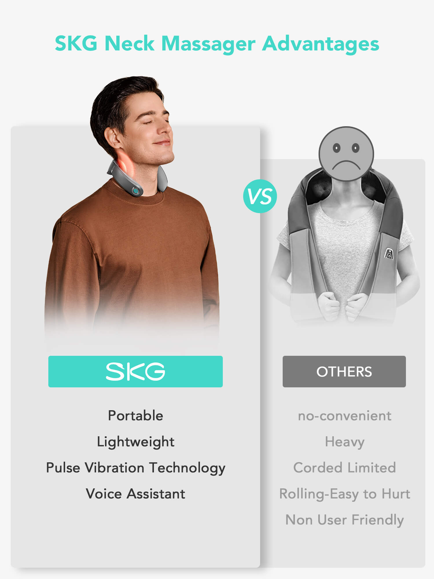 SKG G7 Pro Max 9D Neck and Shoulder Massager with TENS EMS Dual Pulse, Red Light Heat Therapy, APP Control – Wireless Portable Neck Pain Relief Device for Office, Travel & Home