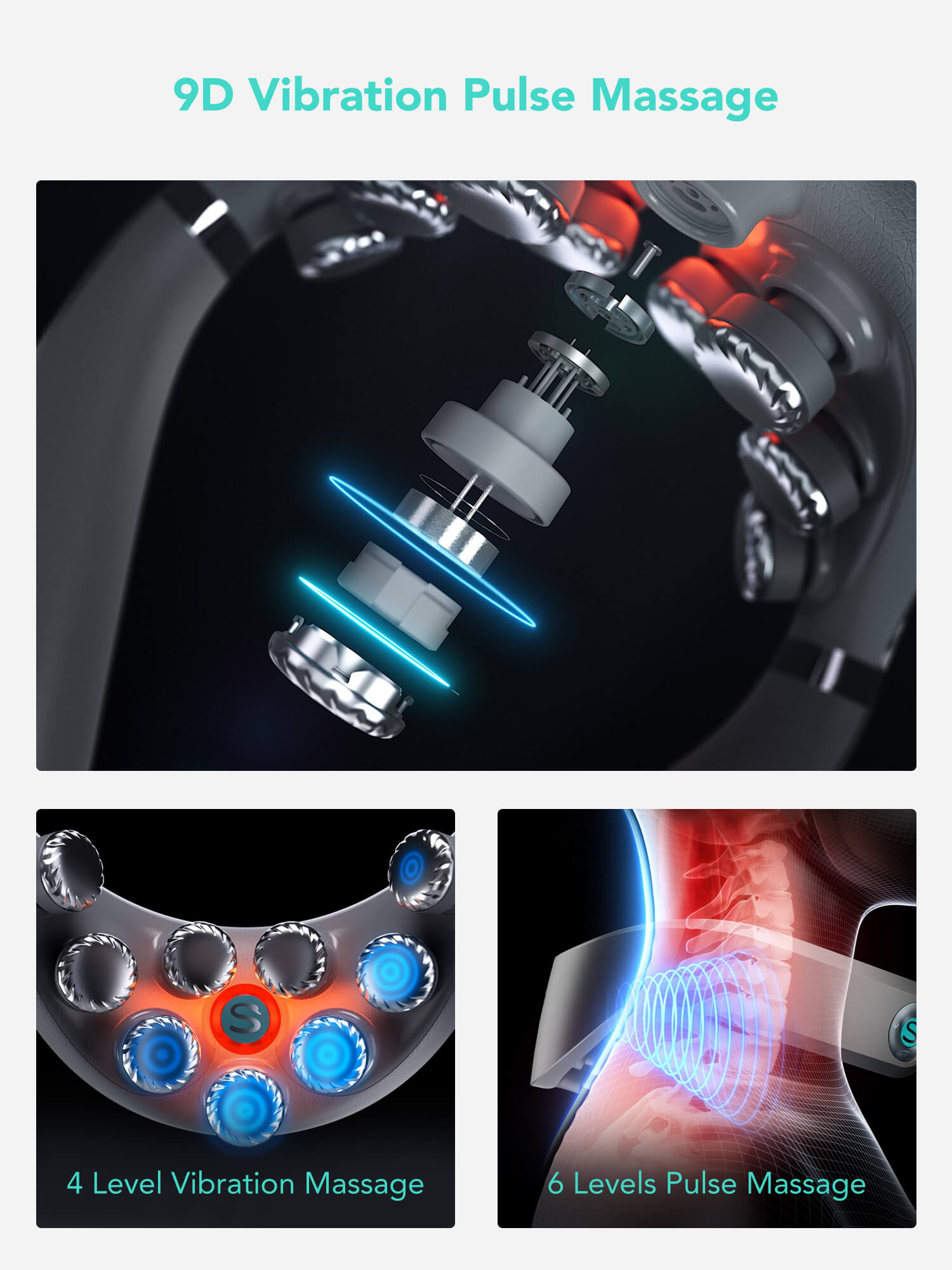 SKG G7 Pro Max 9D Neck and Shoulder Massager with TENS EMS Dual Pulse, Red Light Heat Therapy, APP Control – Wireless Portable Neck Pain Relief Device for Office, Travel & Home