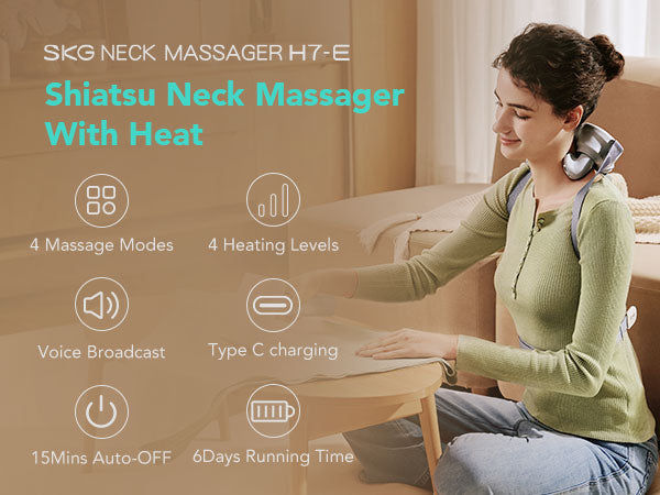 SKG H7 Shiatsu Neck and Shoulder Massager, Neck Massager with Heat for –  SnapZapp