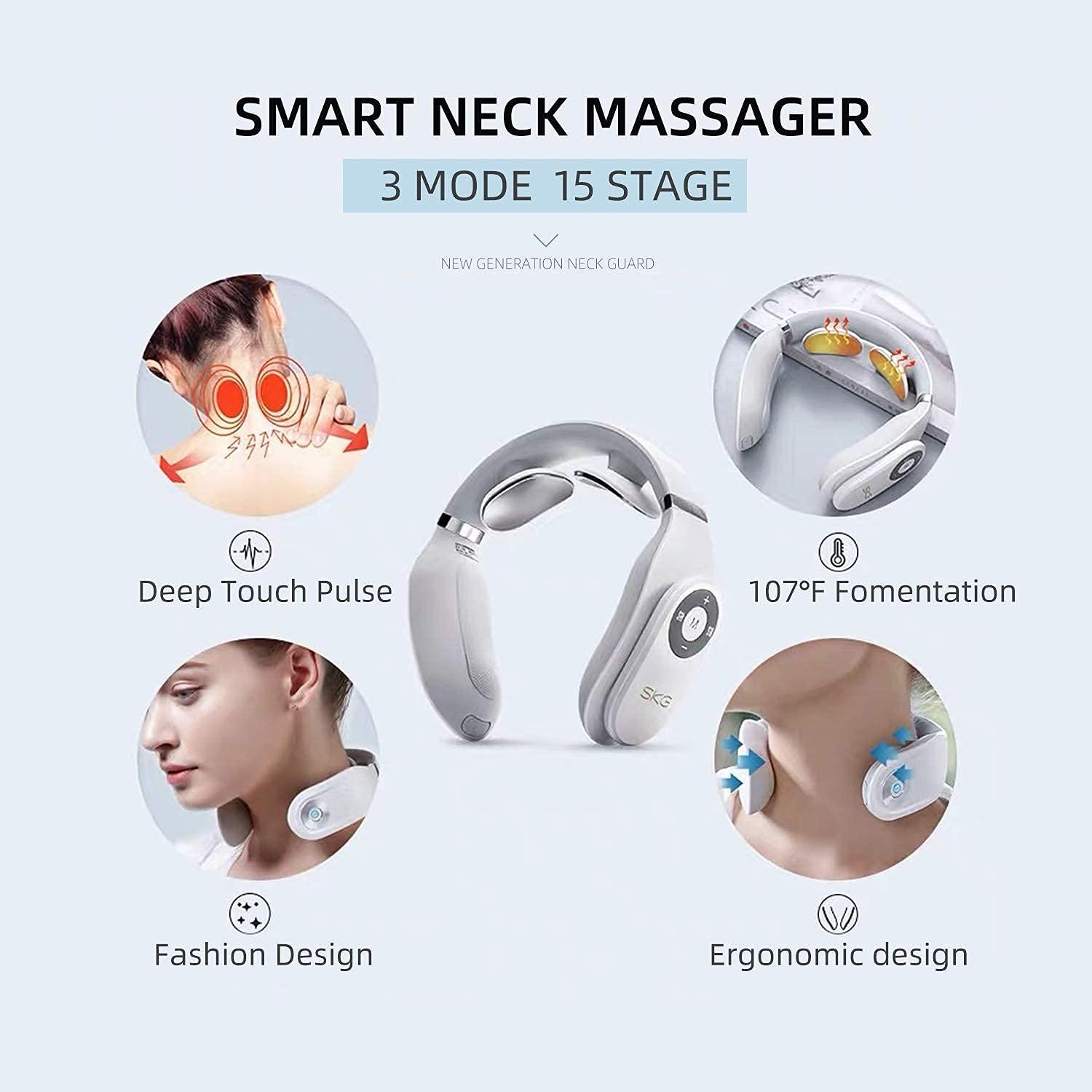 SKG 4098E Cordless Pulse Neck Massager with Heat for Pain Relief - SKG