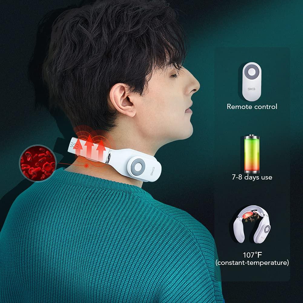 SKG 4098E Cordless Pulse Neck Massager with Heat for Pain Relief