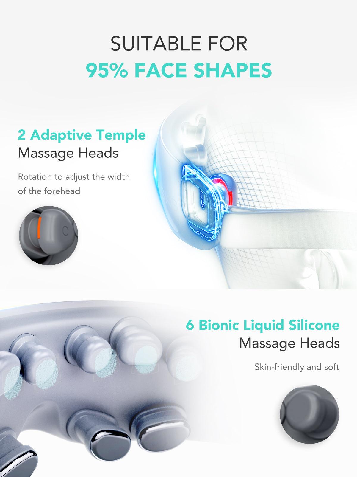 Eye Massager with Heat, Vibration Bluetooth Music Smart Heated Eye Massager, Adaptive Temple Massage for Eye Relax, Improve Eye Circulation, Reduce