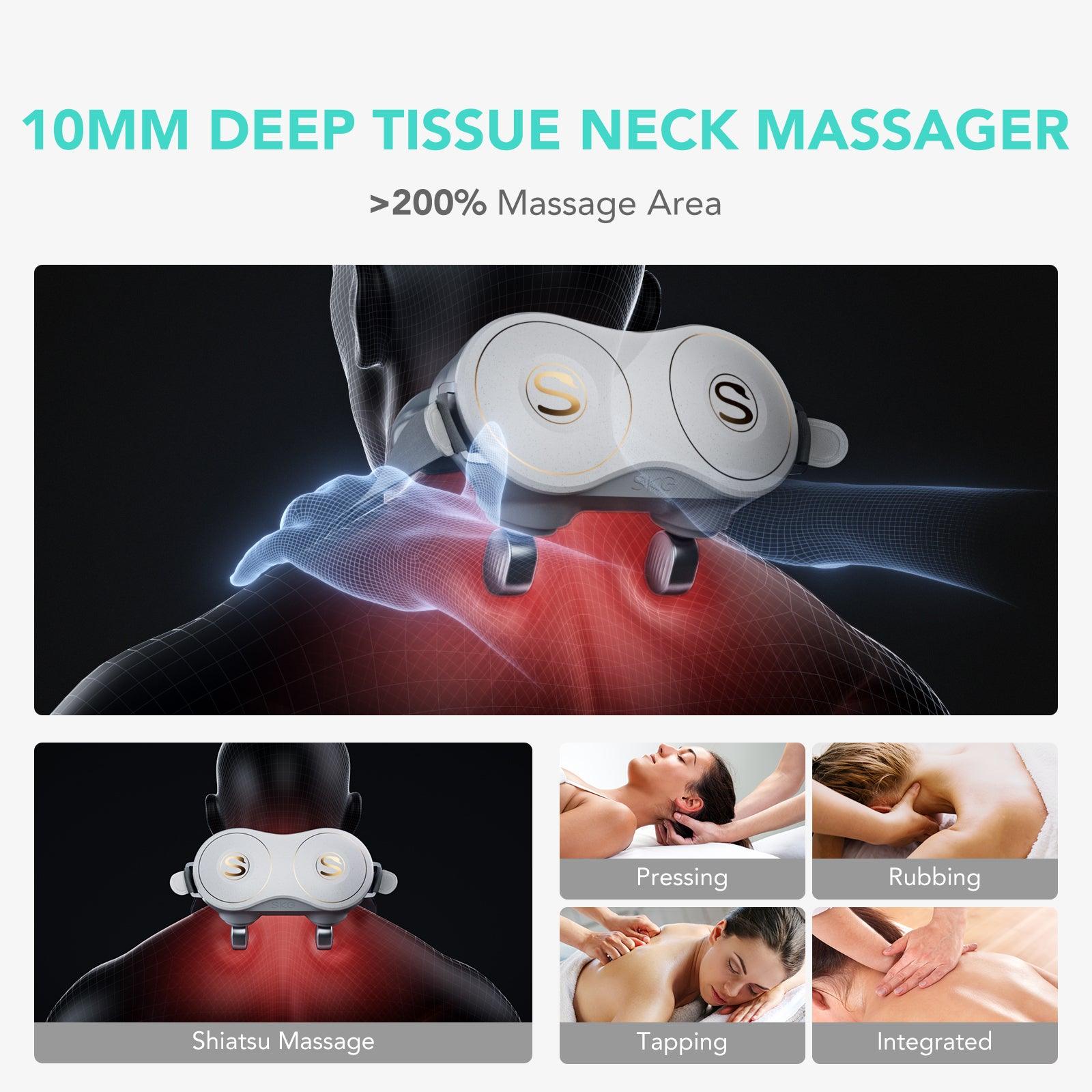 SKG H7 Shiatsu Neck and Shoulder Massager, Neck Massager with Heat for Pain  Relief Deep Tissue, Electric Kneading Massager with 4 Heating Levels and  Massage Modes to Relax at Home, Office, Ideal