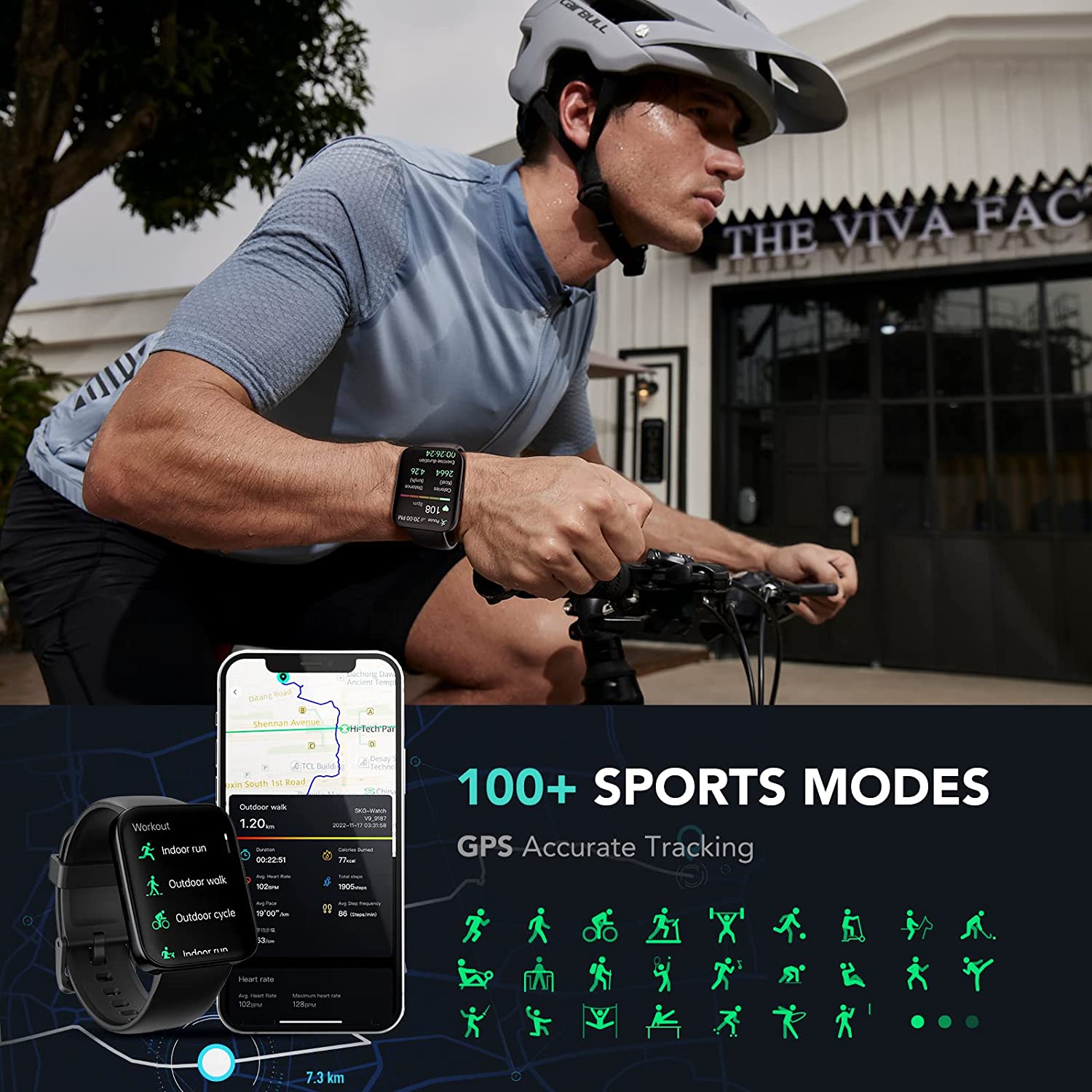SKG V9 Pro Smart Watch Make/Answer Call for Men Women, GPS Fitness Tracker with 100+ Sports - SKG